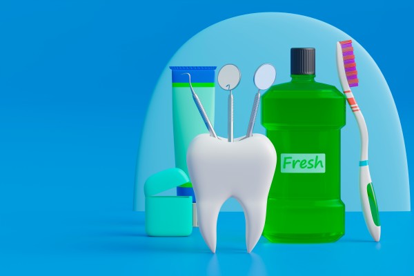 photo 3d rendering of dental hygiene