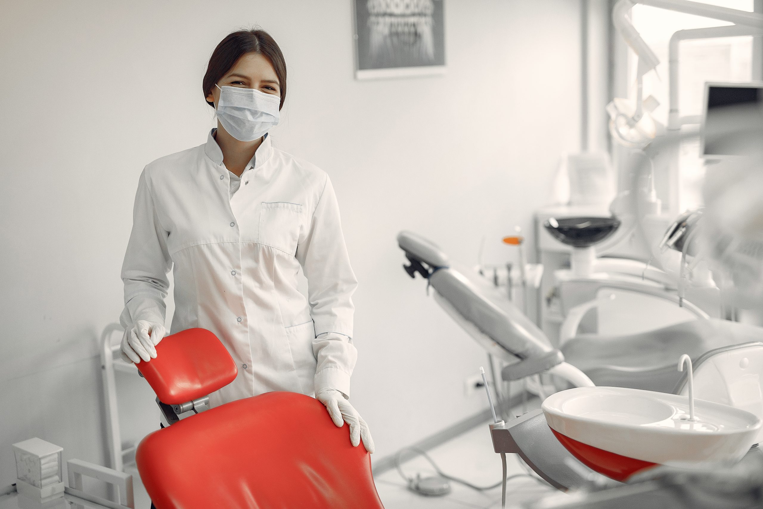 Beautiful dentist working on a dental clinic